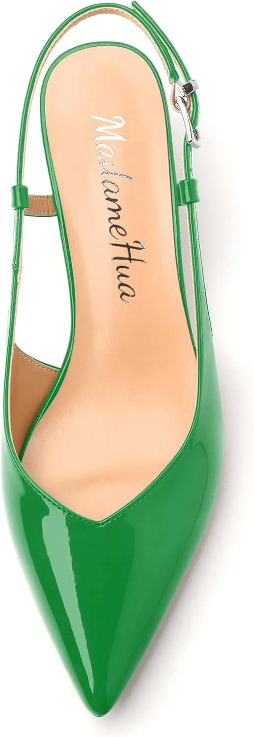 Women's Pumps, Pointed Toe Kitten Low Heels Pumps for Women, Closed Toe Slingback Low Heels Dress Shoes