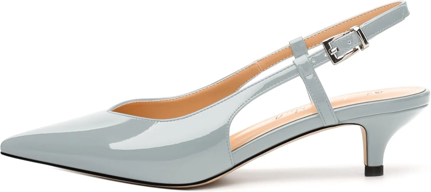 Women's Pumps, Pointed Toe Kitten Low Heels Pumps for Women, Closed Toe Slingback Low Heels Dress Shoes