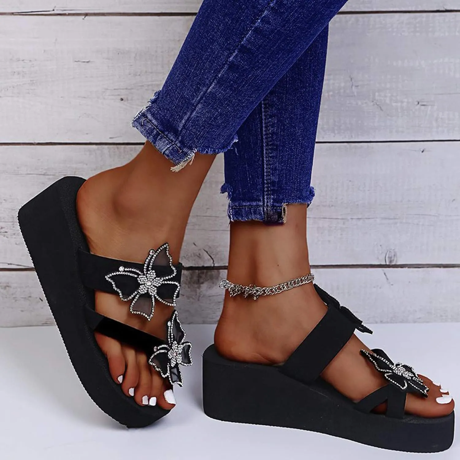 Women's Summer Fashion Flip-Flops Women's Non Slip Casual Arch Support Flip Flops Slip On Beach Slippers