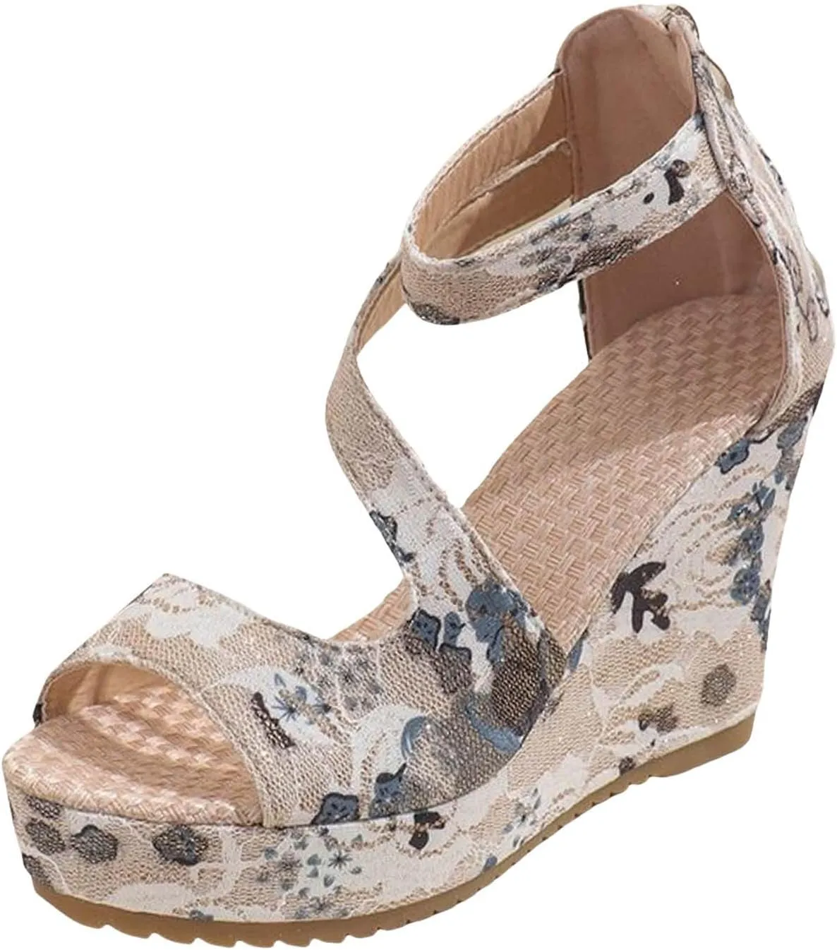 Womens Wedge Sandals Women's Classic Wedge Heels Sandals Leather Sandals Womens Casual Slip on Summer Wedge Sandals