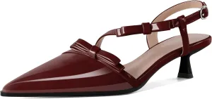 Zamikoo Womens Kitten Heel Pumps Pointed Toe Slingback Bow Pumps Shoes