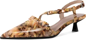 Zamikoo Womens Kitten Heel Pumps Pointed Toe Slingback Bow Pumps Shoes