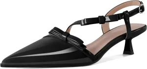 Zamikoo Womens Kitten Heel Pumps Pointed Toe Slingback Bow Pumps Shoes