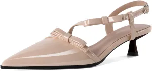 Zamikoo Womens Kitten Heel Pumps Pointed Toe Slingback Bow Pumps Shoes